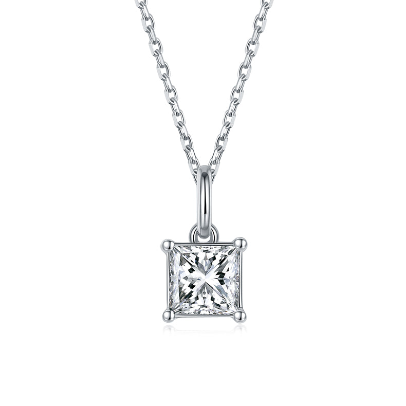 1 CTW Princess Moissanite S925 Necklace  Earrings plated