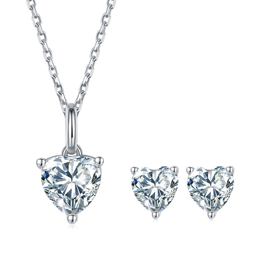 1 CTW Heart Moissanite S925 Necklace  Earrings plated