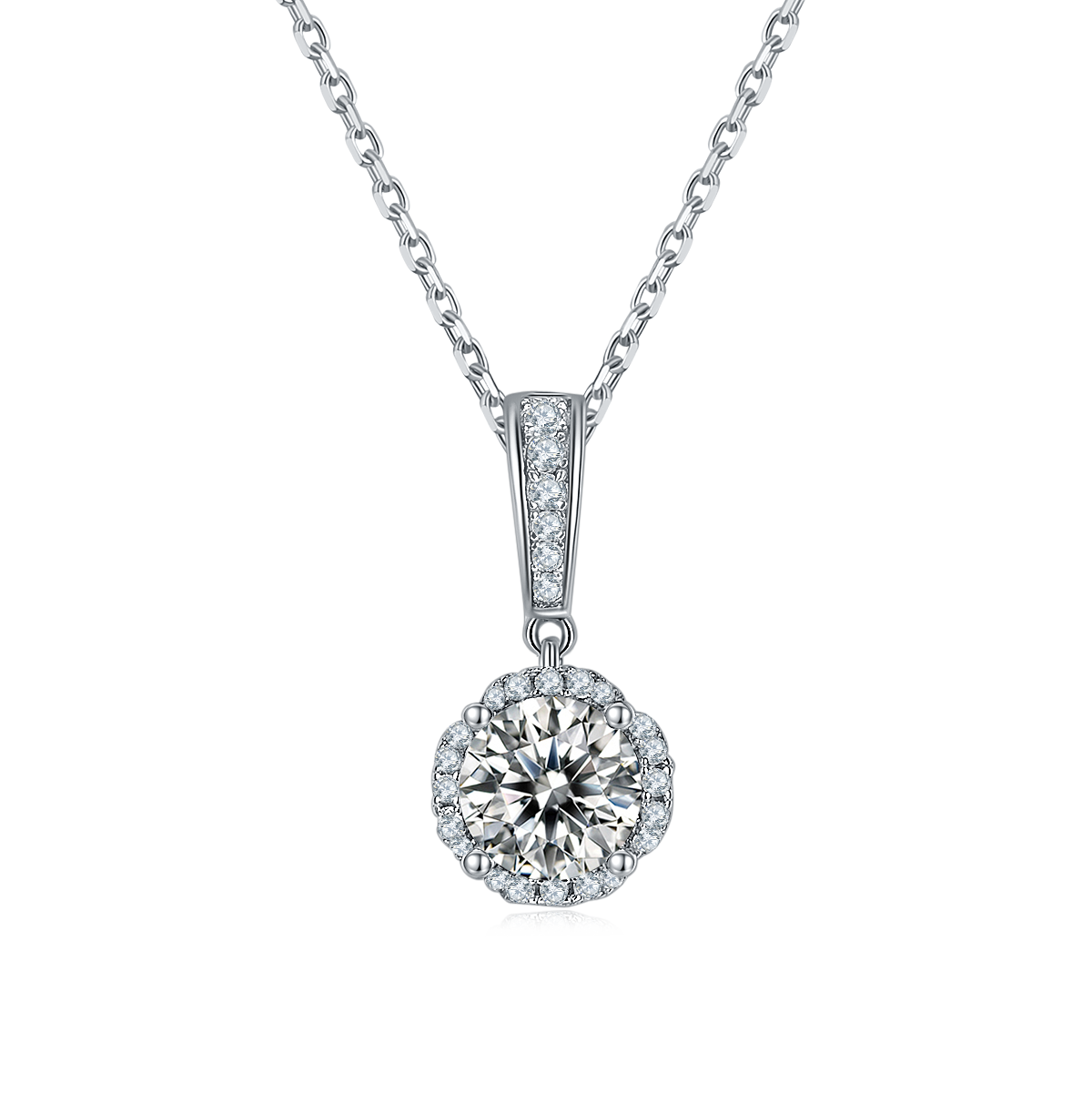 1 CTW Round Moissanite S925 Necklace  Earrings plated