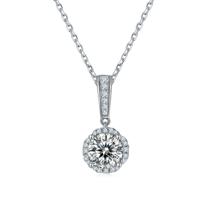 1 CTW Round Moissanite S925 Necklace  Earrings plated