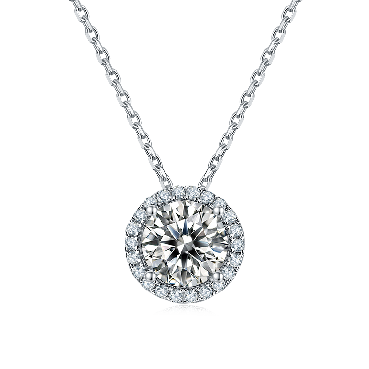 1 CTW Round Moissanite S925 Necklace  Earrings plated