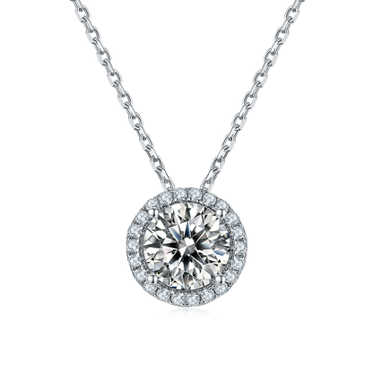 1 CTW Round Moissanite S925 Necklace  Earrings plated