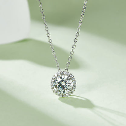 1 CTW Round Moissanite S925 Necklace  Earrings plated