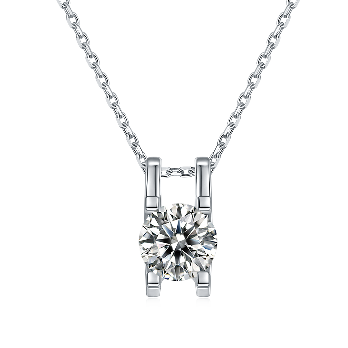 1 CTW Round Moissanite S925 Necklace  Earrings plated