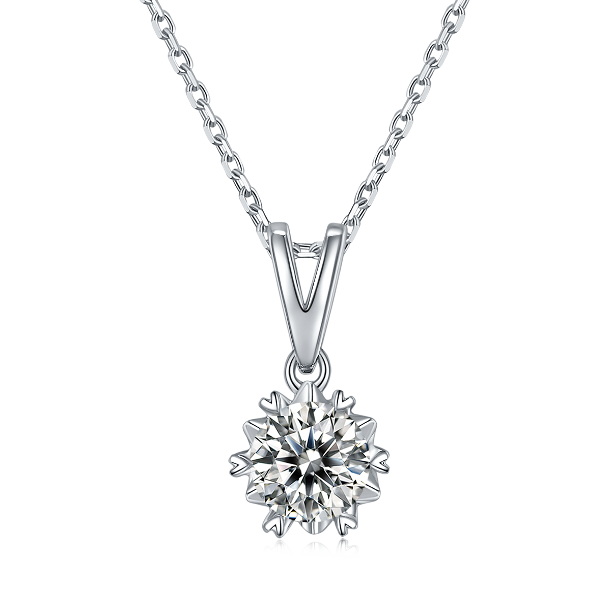 1 CTW Round Moissanite S925 Necklace  Earrings plated