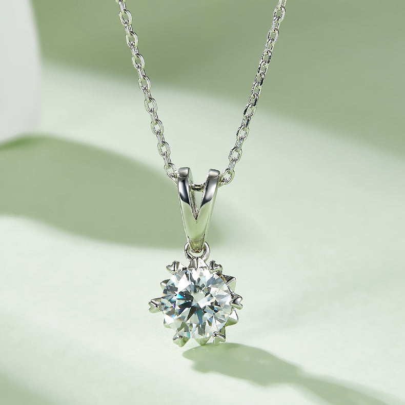 1 CTW Round Moissanite S925 Necklace  Earrings plated