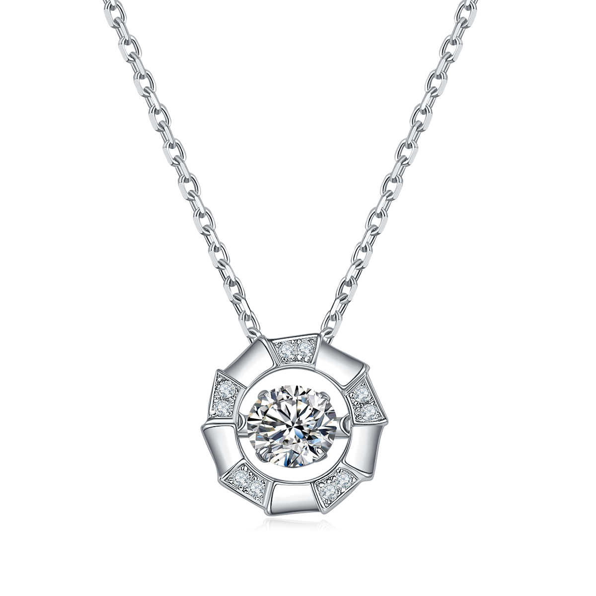 0.5 CTW Round Moissanite S925 Necklace plated