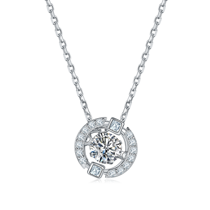 0.5 CTW Round Moissanite S925 Necklace plated