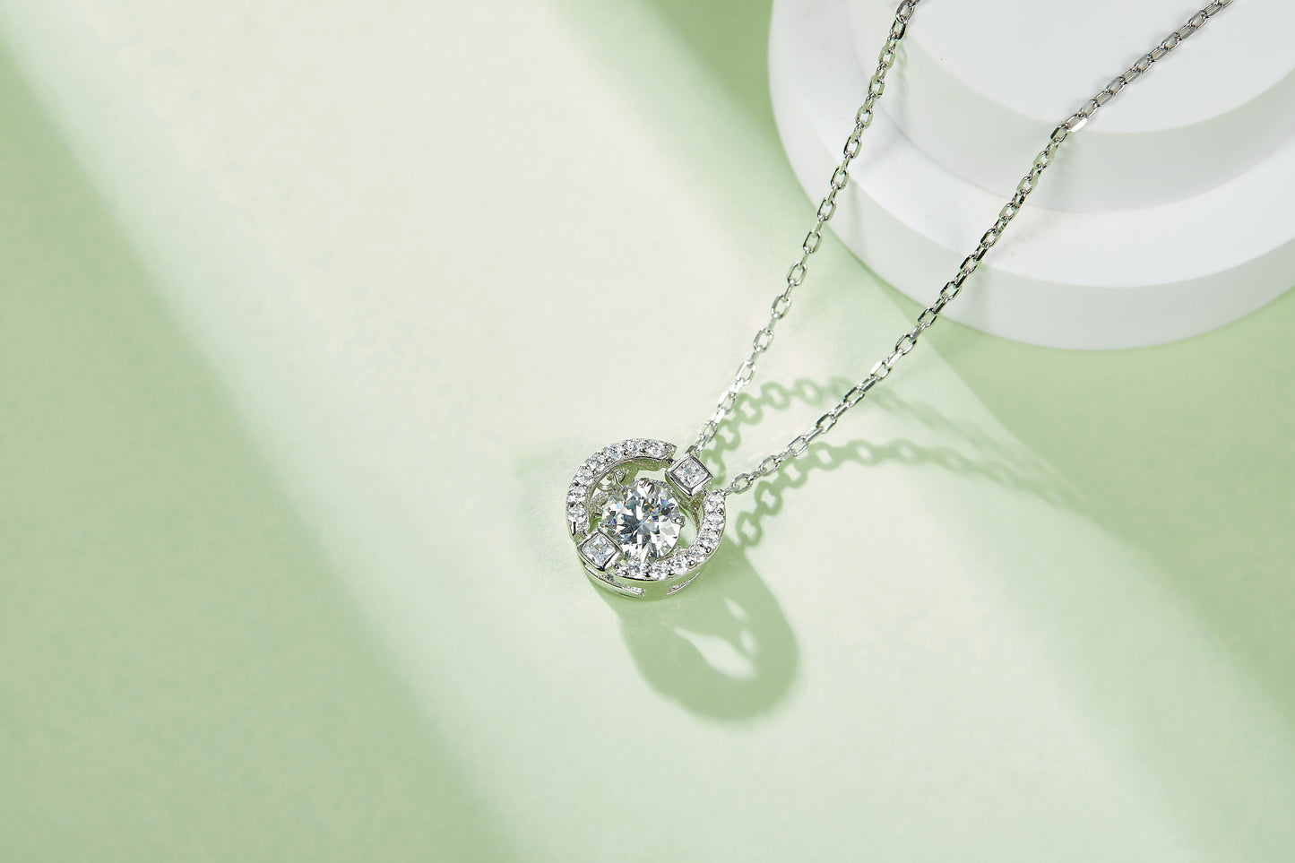 0.5 CTW Round Moissanite S925 Necklace plated