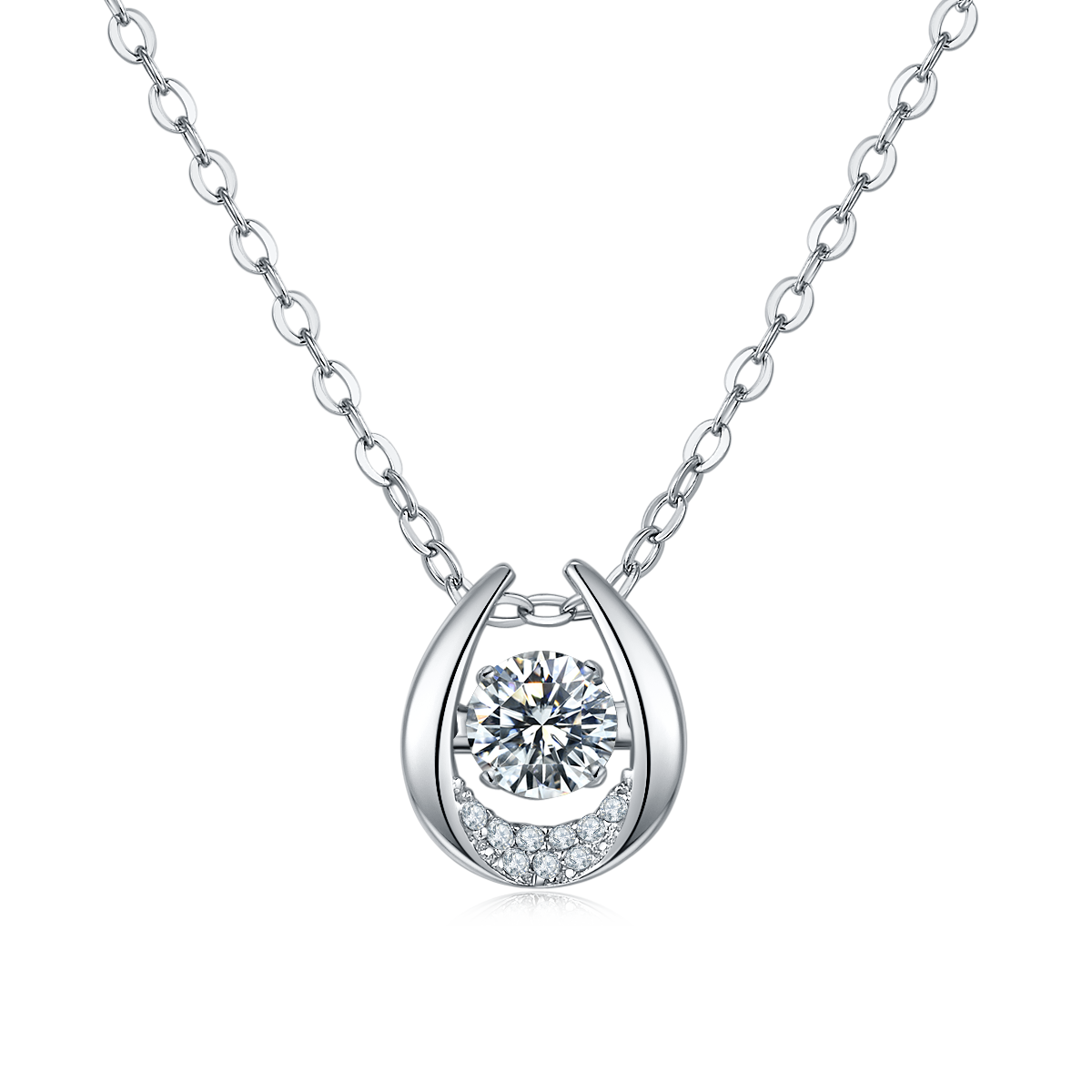 0.5 CTW Round Moissanite S925 Necklace plated