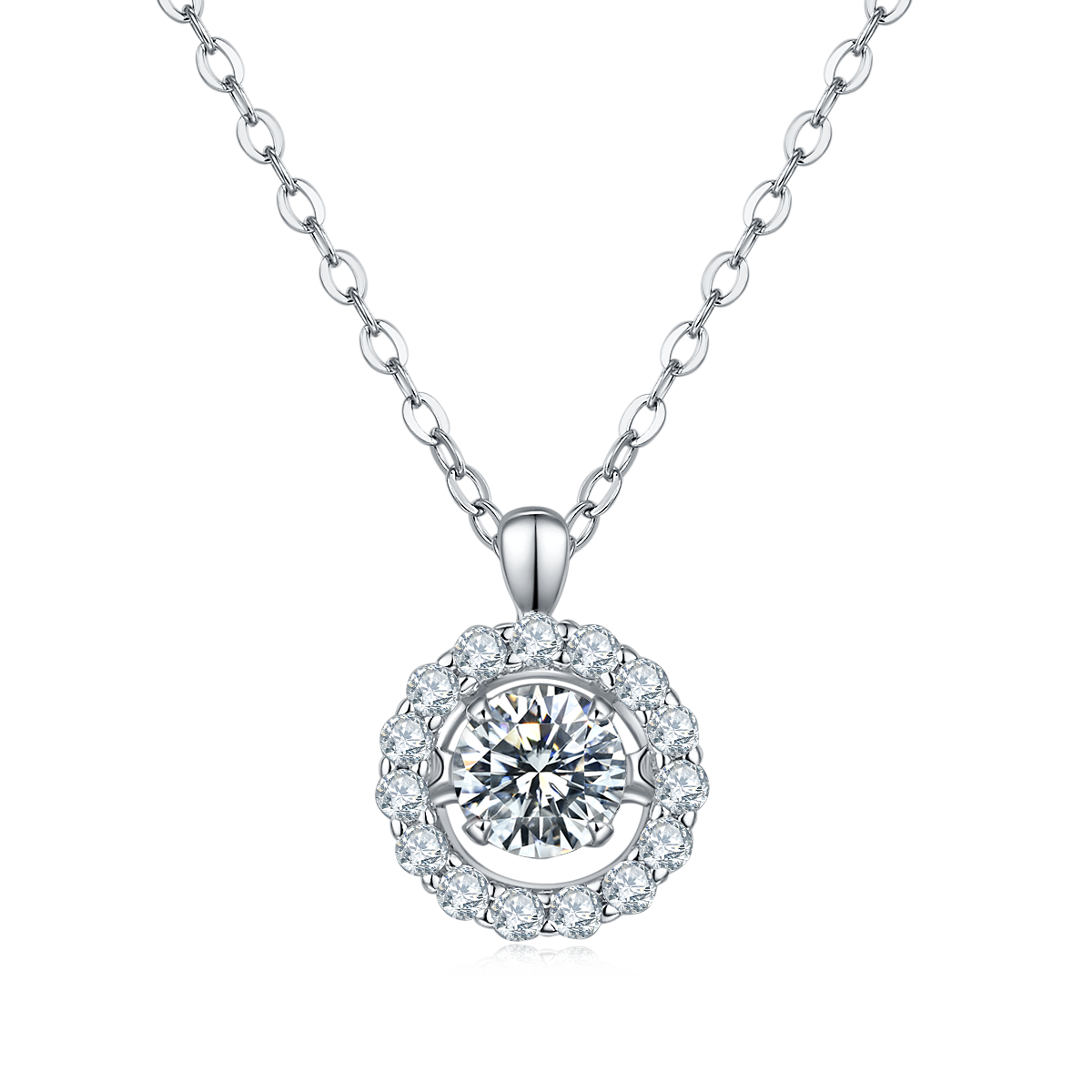 0.5 CTW Round Moissanite S925 Necklace plated