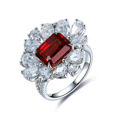 4.1 CTW Princess Lab Grown Ruby S925 Ring plated