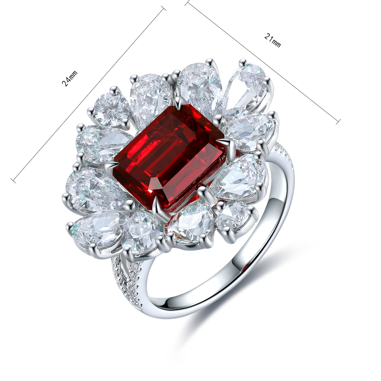 4.1 CTW Princess Lab Grown Ruby S925 Ring plated