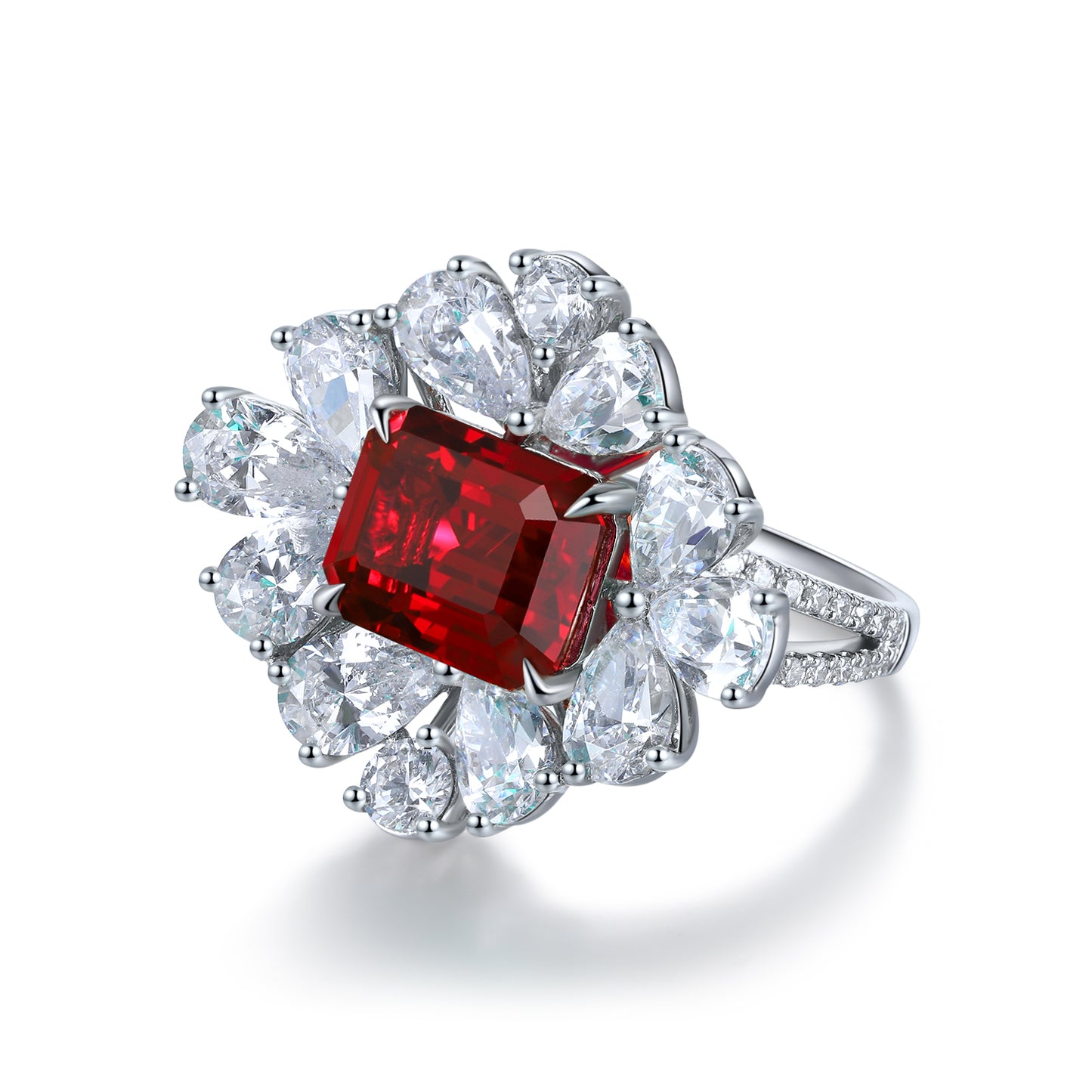 4.1 CTW Princess Lab Grown Ruby S925 Ring plated