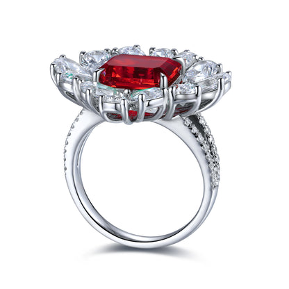 4.1 CTW Princess Lab Grown Ruby S925 Ring plated