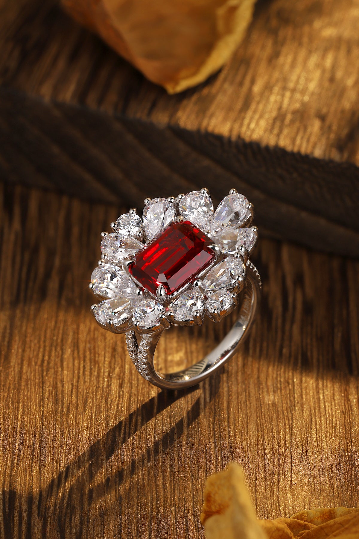 4.1 CTW Princess Lab Grown Ruby S925 Ring plated