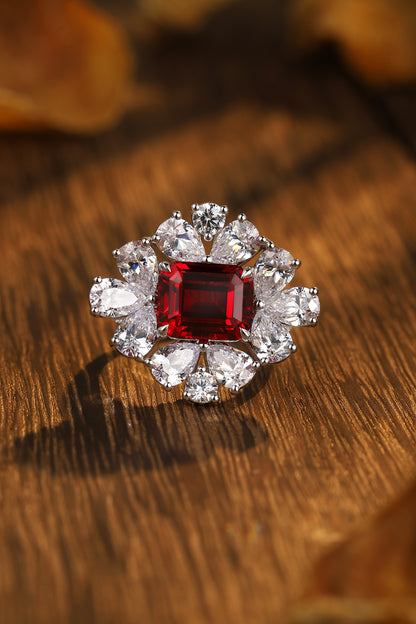 4.1 CTW Princess Lab Grown Ruby S925 Ring plated