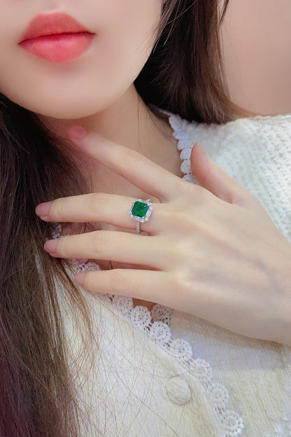 3.2 CTW Princess Lab Grown Emerald S925 Ring plated