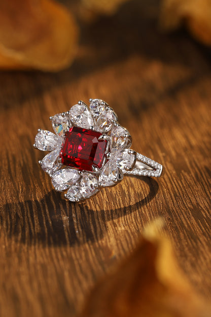 4.1 CTW Princess Lab Grown Ruby S925 Ring plated