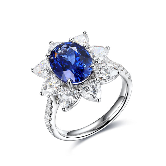 3.9 CTW Oval Lab Grown Sapphire S925 Ring plated
