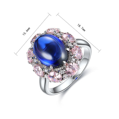 7 CTW Oval Lab Grown Sapphire S925 Ring plated