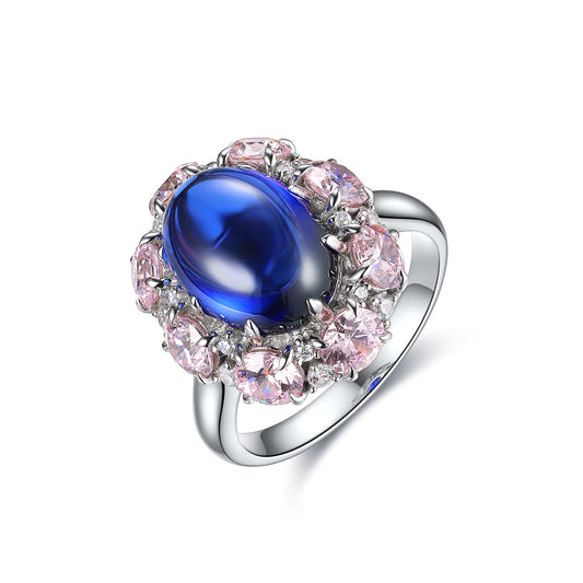 7 CTW Oval Lab Grown Sapphire S925 Ring plated