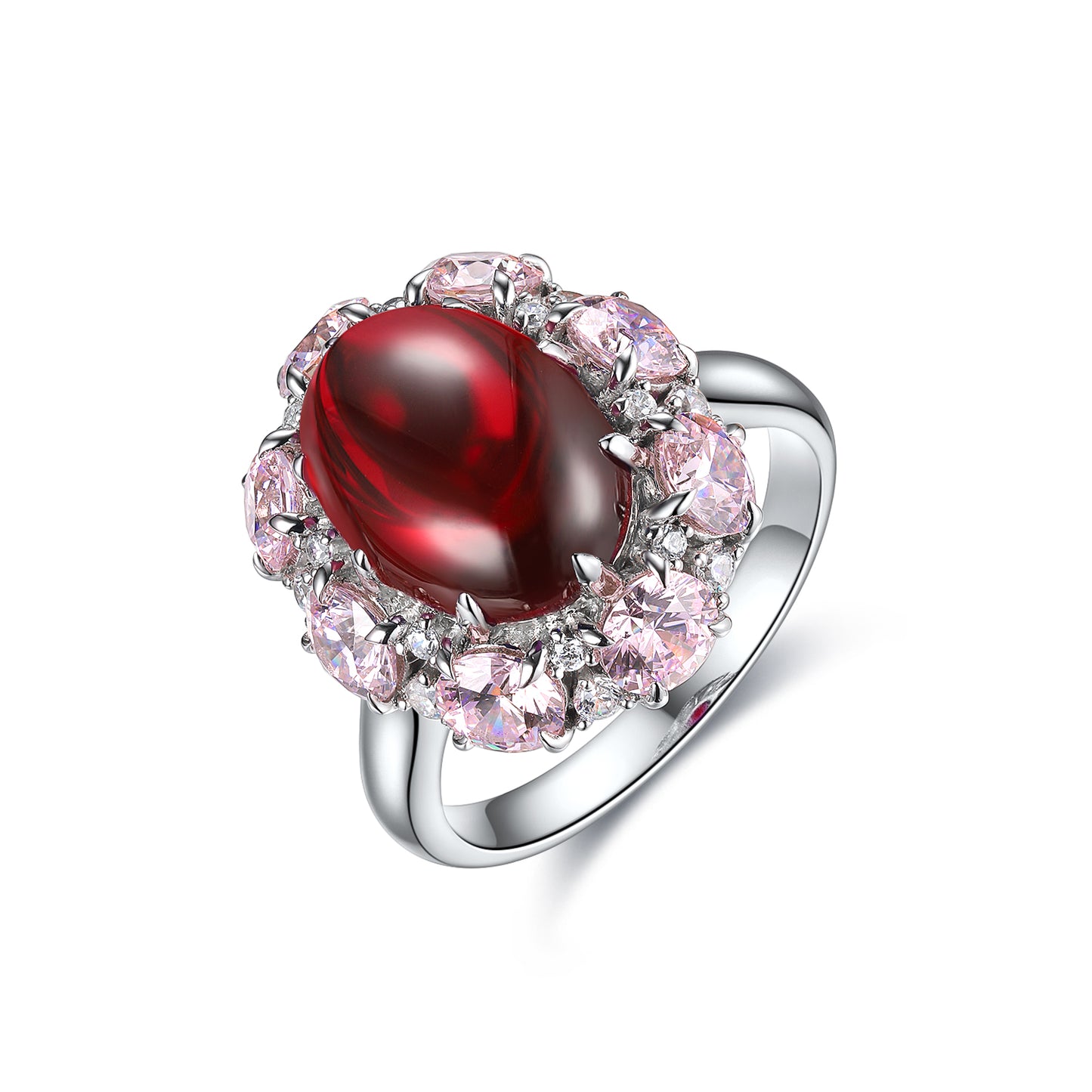 7.1 CTW Oval Lab Grown Ruby S925 Ring plated