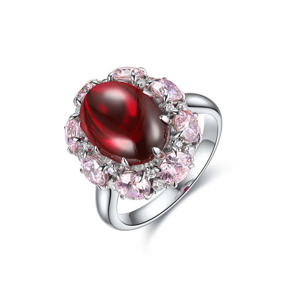 7.1 CTW Oval Lab Grown Ruby S925 Ring plated