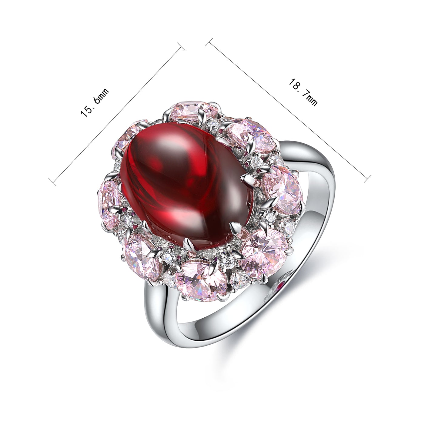 7.1 CTW Oval Lab Grown Ruby S925 Ring plated