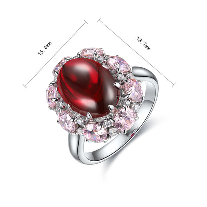 7.1 CTW Oval Lab Grown Ruby S925 Ring plated