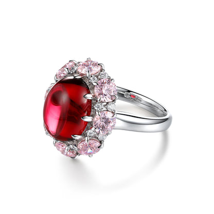 7.1 CTW Oval Lab Grown Ruby S925 Ring plated