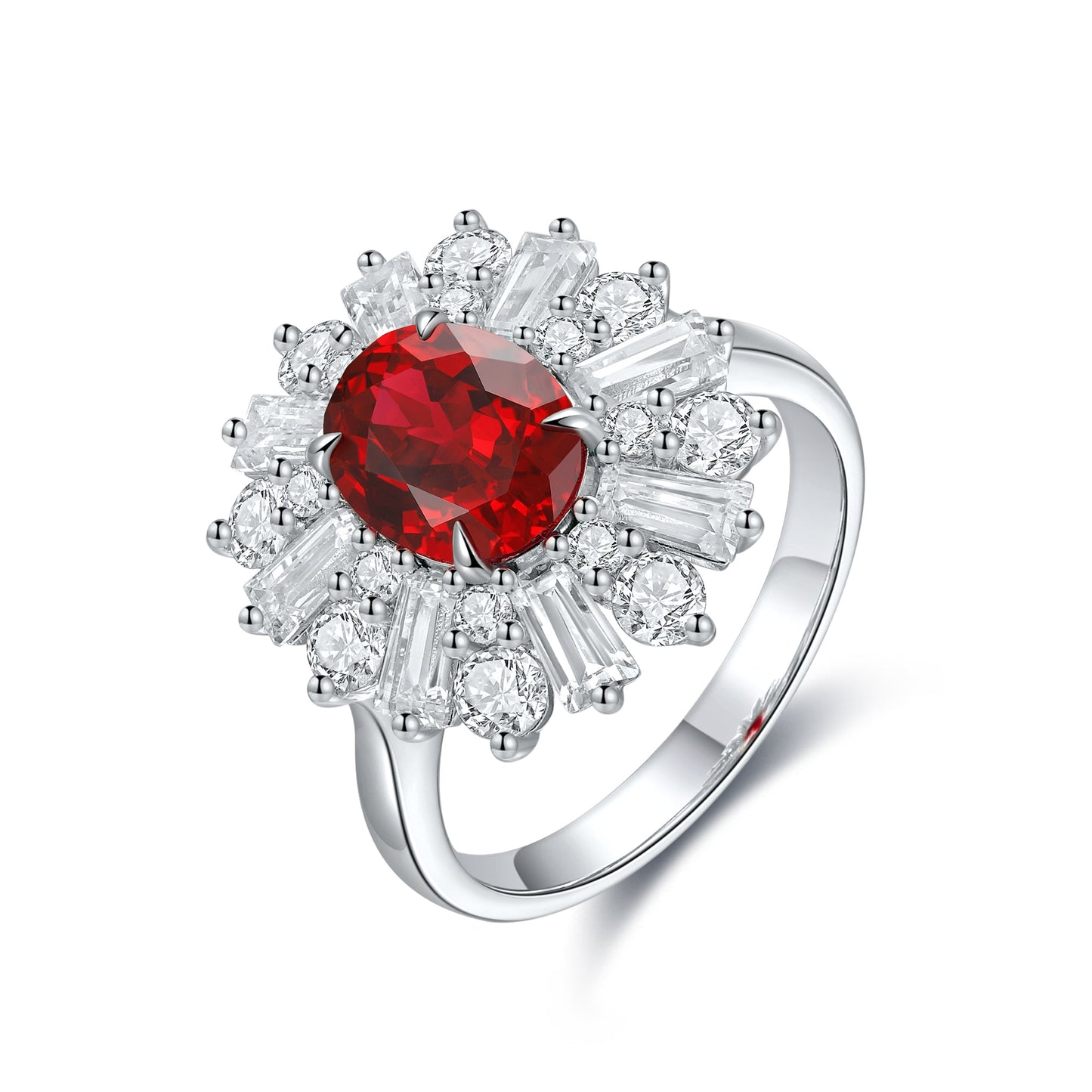 2.5 CTW Oval Lab Grown Ruby Ring S925 plated