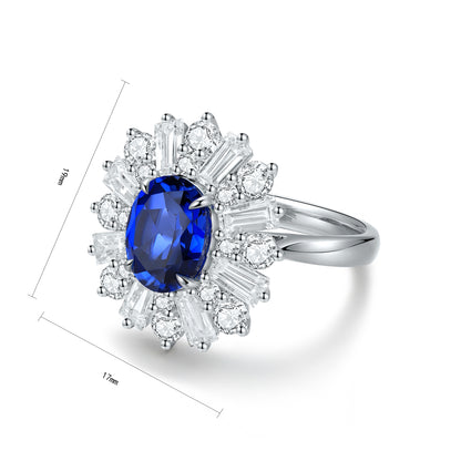 2.6 CTW Oval Lab Grown Sapphire S925 Ring plated