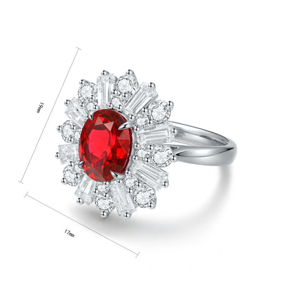 2.5 CTW Oval Lab Grown Ruby Ring S925 plated