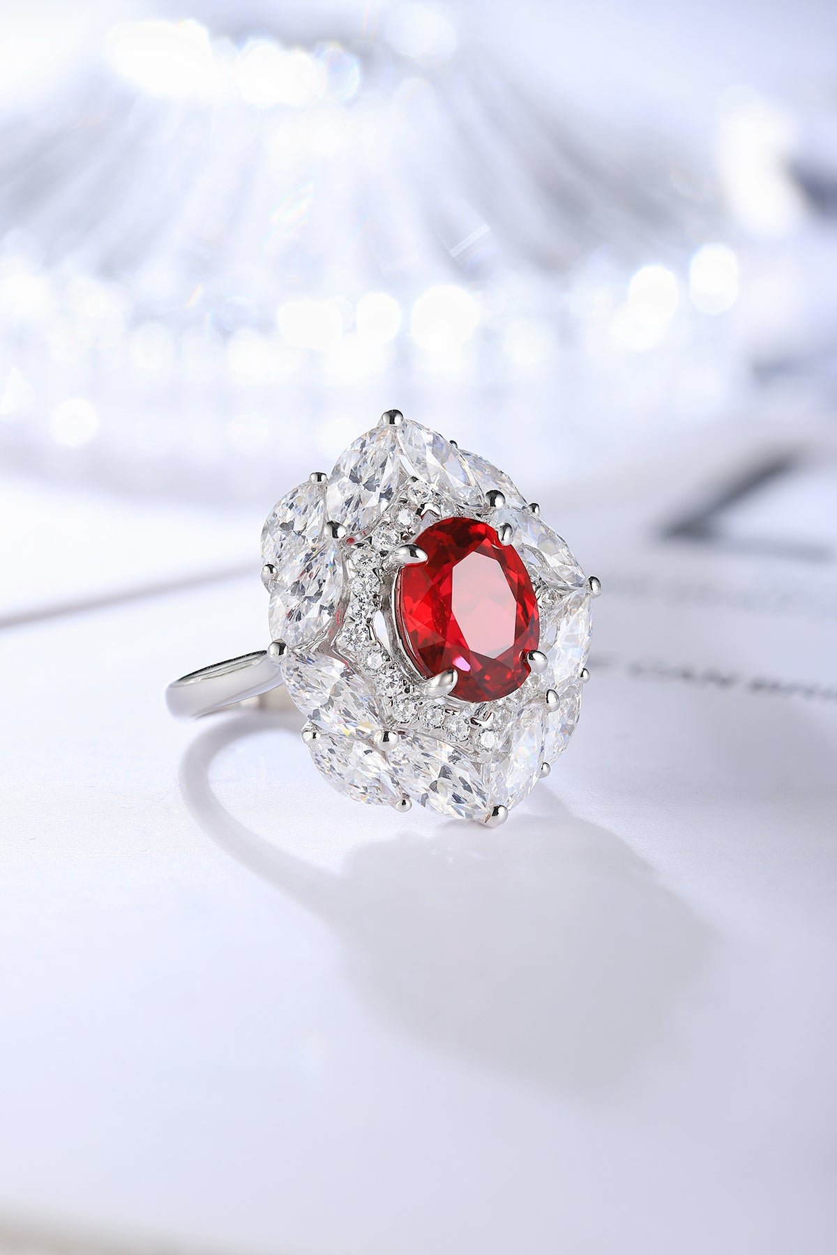 3.7 CTW Oval Lab Grown Ruby S925 Ring plated