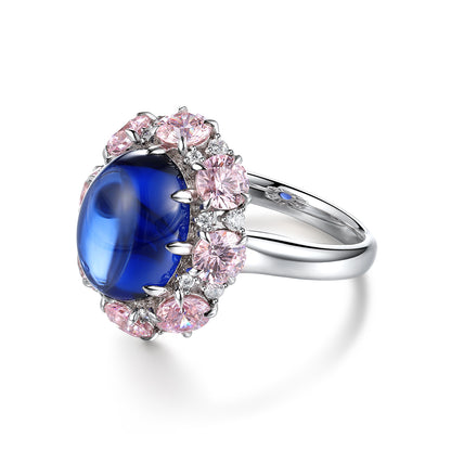 7 CTW Oval Lab Grown Sapphire S925 Ring plated