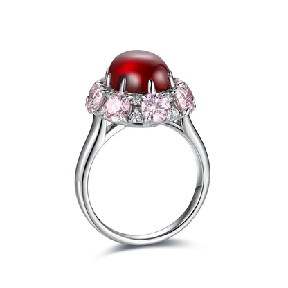 7.1 CTW Oval Lab Grown Ruby S925 Ring plated