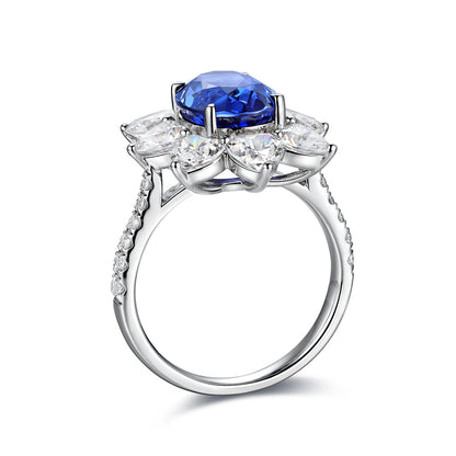 3.9 CTW Oval Lab Grown Sapphire S925 Ring plated