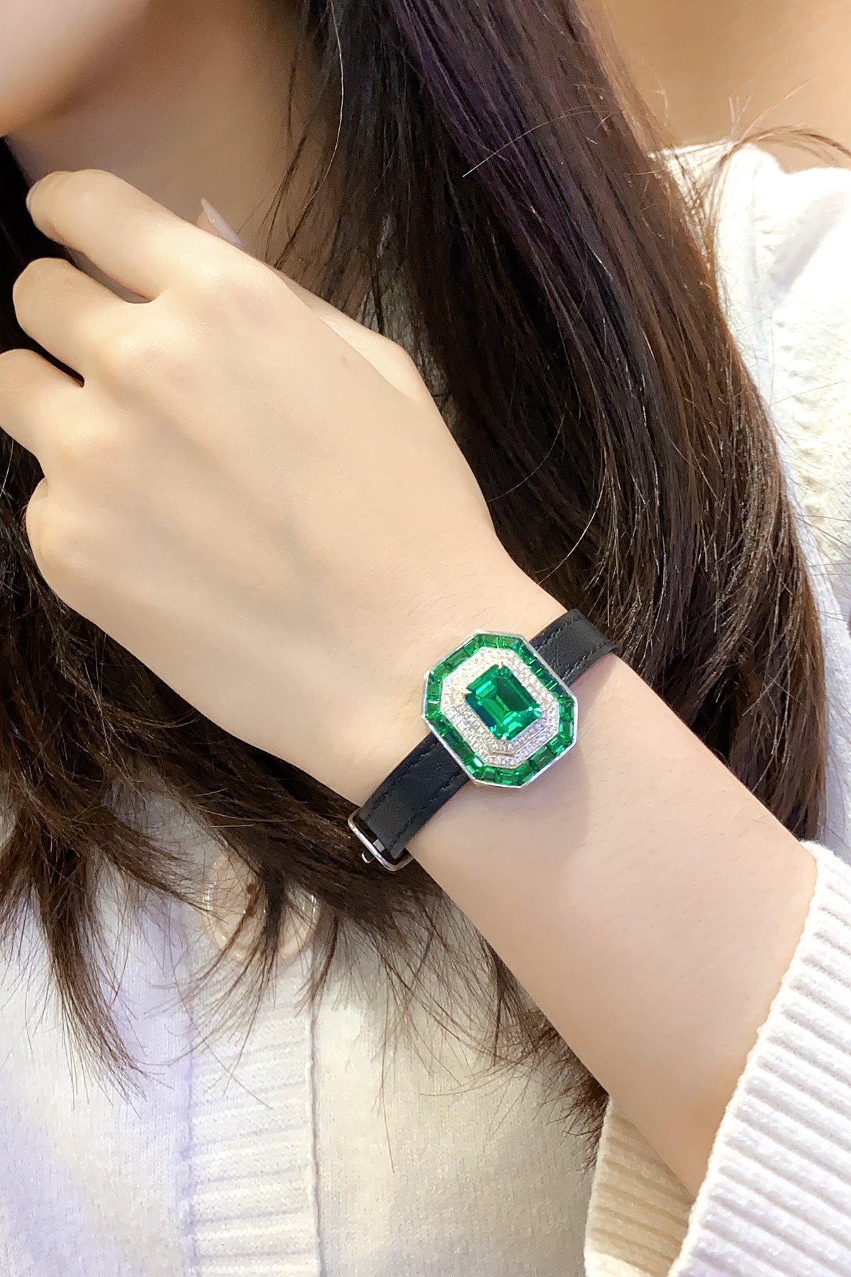 4.4 CTW Asscher Lab Grown Emerald S925 Bracelet plated