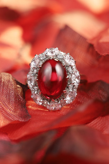 7.1 CTW Oval Lab Grown Ruby S925 Ring plated