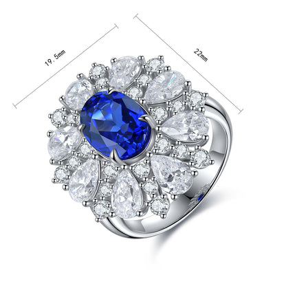 3.2 CTW Oval Lab Grown Sapphire S925 Ring plated