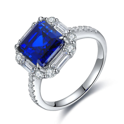 3.4 CTW Princess Lab Grown Sapphire S925 Ring plated