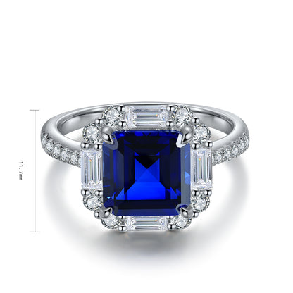 3.4 CTW Princess Lab Grown Sapphire S925 Ring plated