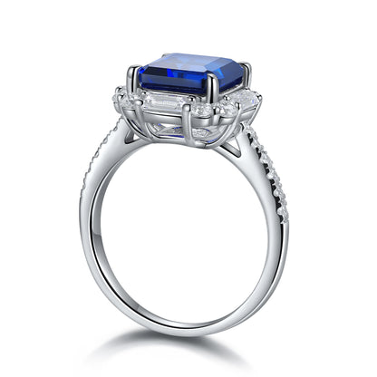 3.4 CTW Princess Lab Grown Sapphire S925 Ring plated