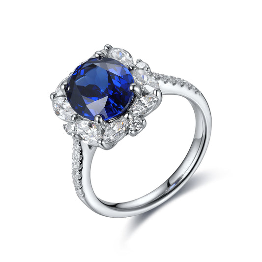 3.7 CTW Oval Lab Grown Sapphire S925 Ring plated