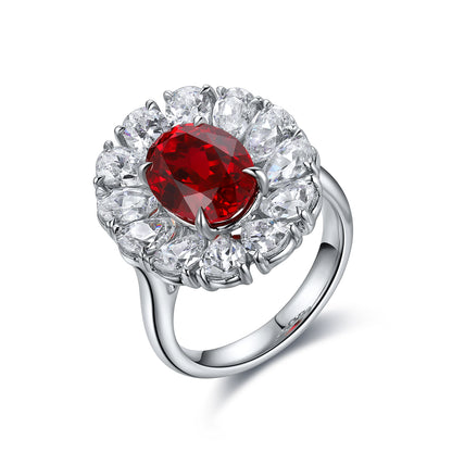 3.5 CTW Oval Lab Grown Ruby S925 Ring plated