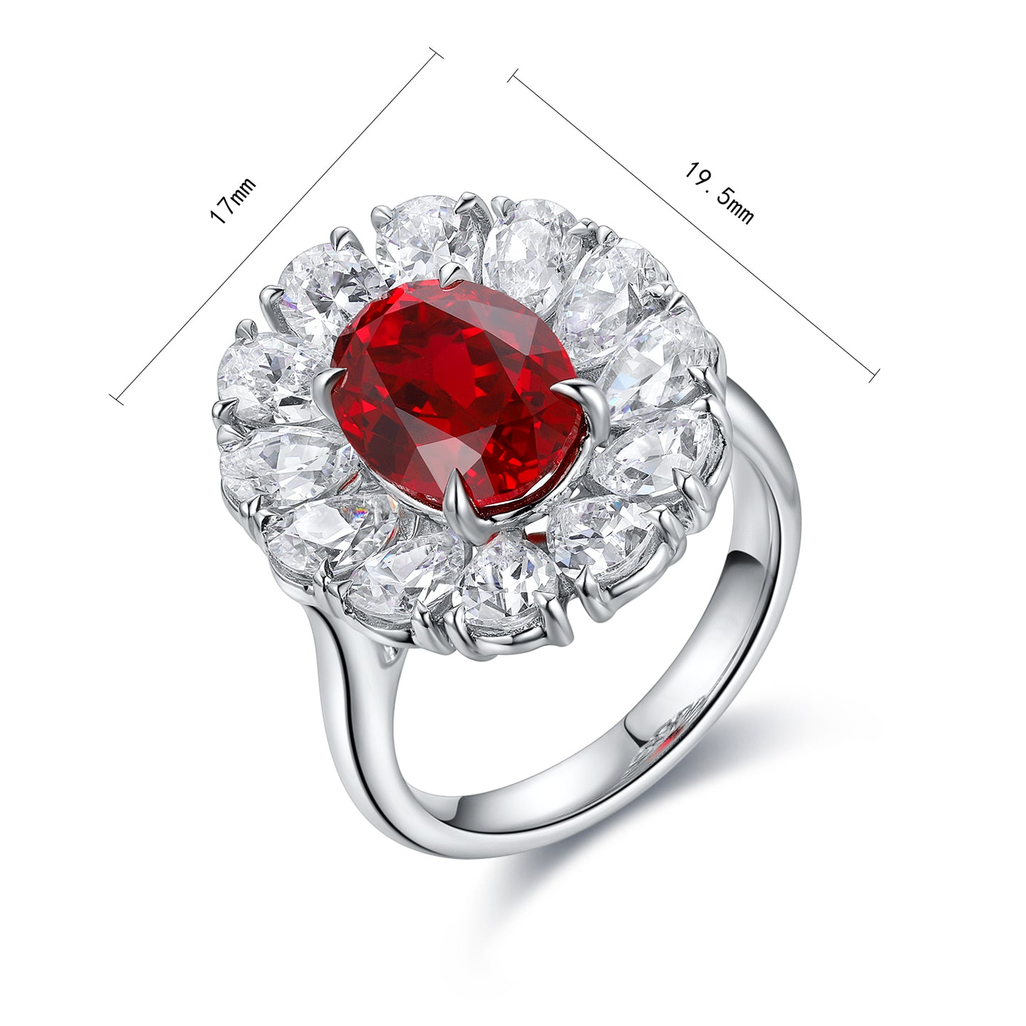 3.5 CTW Oval Lab Grown Ruby S925 Ring plated