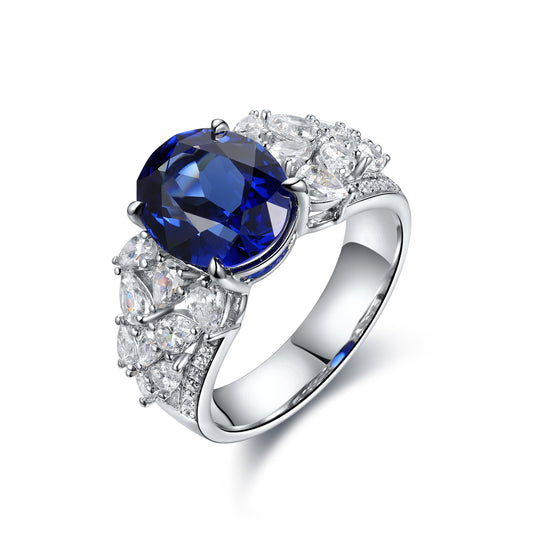 5 CTW Princess Lab Grown Sapphire S925 Ring plated