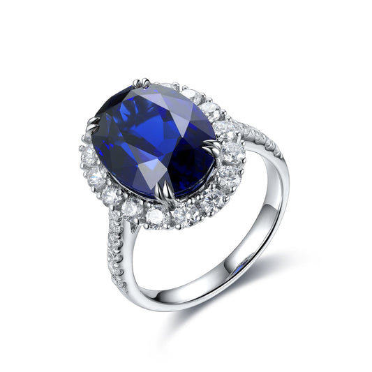 8.5 CTW Oval Lab Grown Sapphire S925 Ring plated
