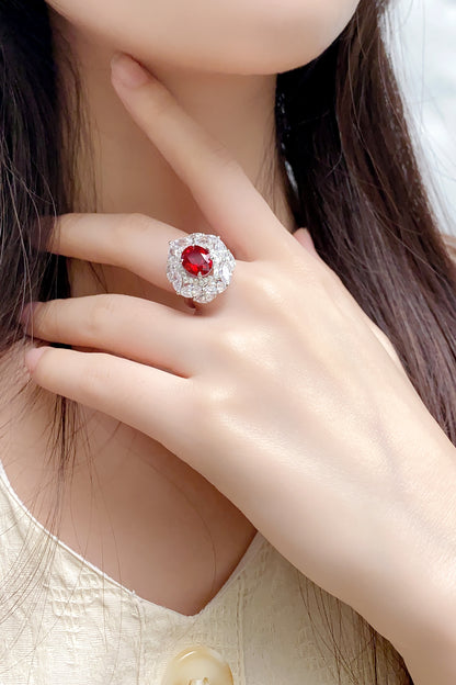 3.7 CTW Oval Lab Grown Ruby S925 Ring plated